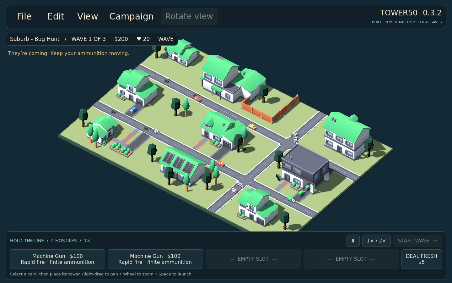 A miniature suburb under attack in Tower50